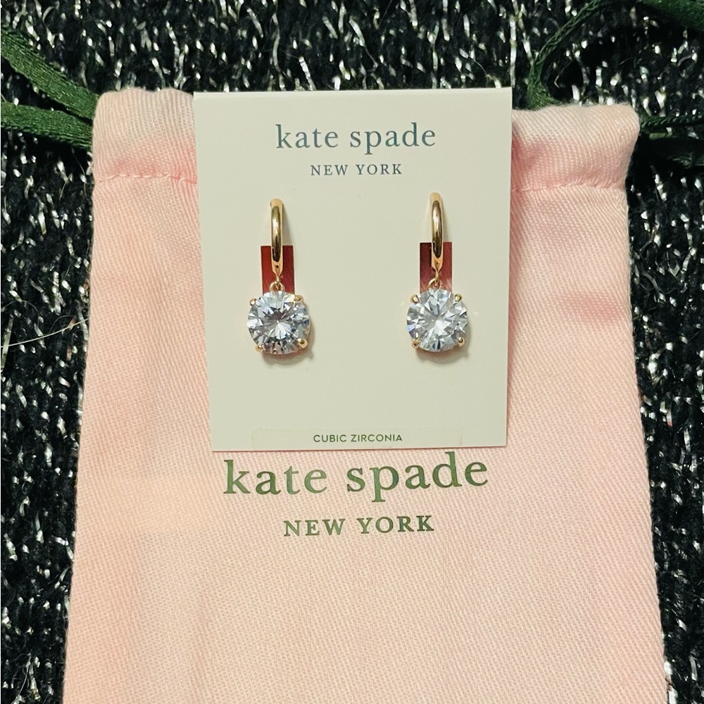 kate spade- In A Flash- Huggie Hoop Earrings- Rose-gold & Clear